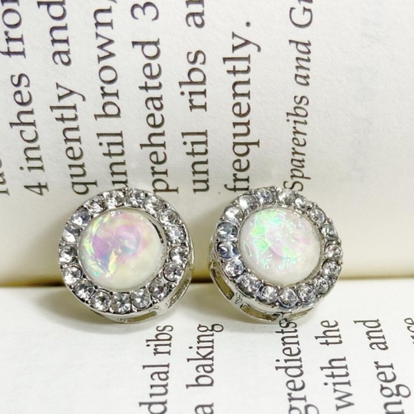 Alquimia Jewelry - LARGE STATEMENT OPAL PAVE STUD EARRINGS